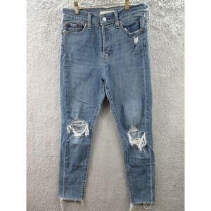 Levi's Wedgie Blue Jeans Womens 28x27 Distressed Skinny High Rise